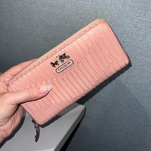 Coach Madison Pink Gathered Leather Continental Zip Wallet